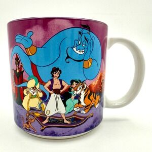 ALADDIN DISNAY Movie Graphic Coffee Mug Vintage 90s Genie Jasmine Jafar Raja Abu